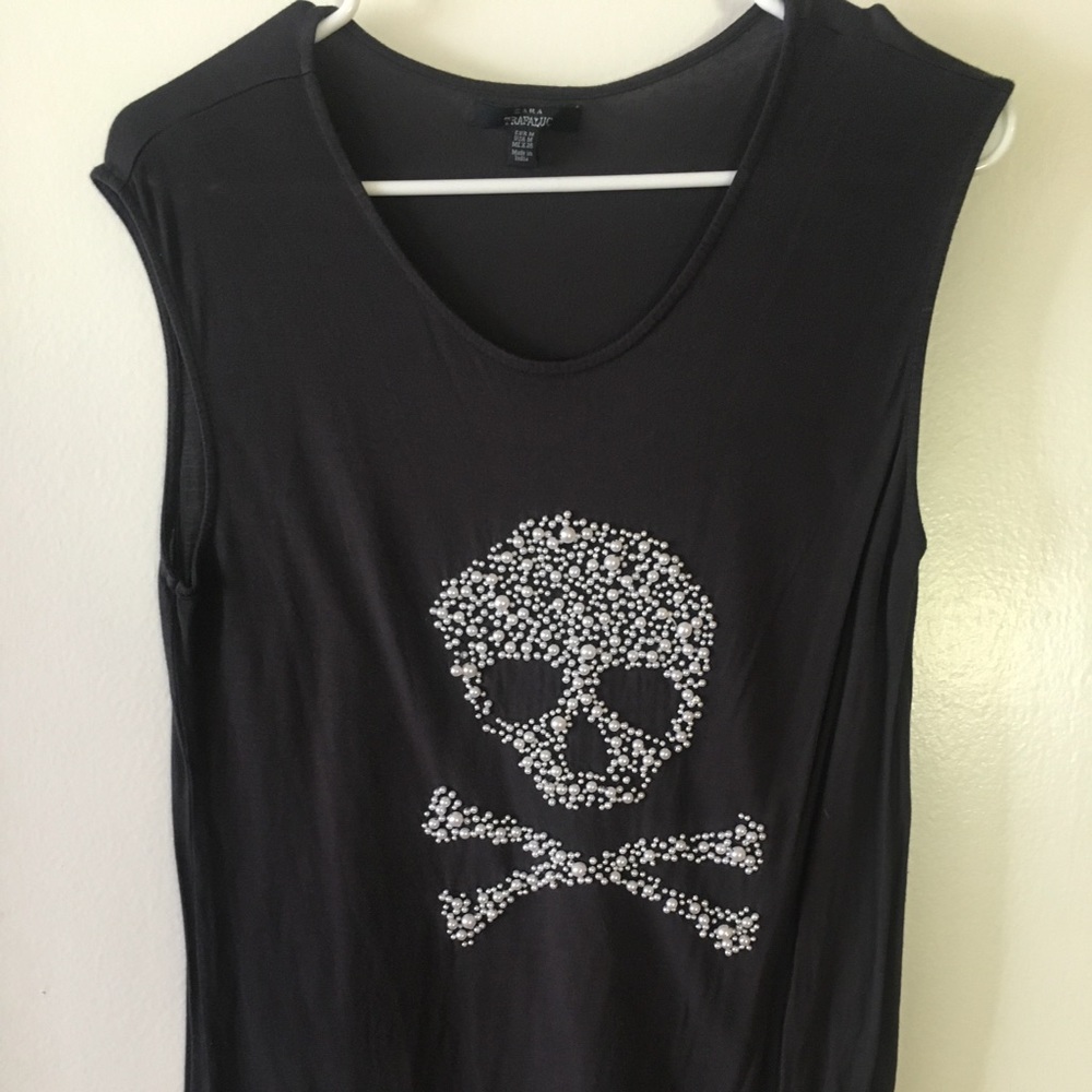 Zara pearl skull tank top